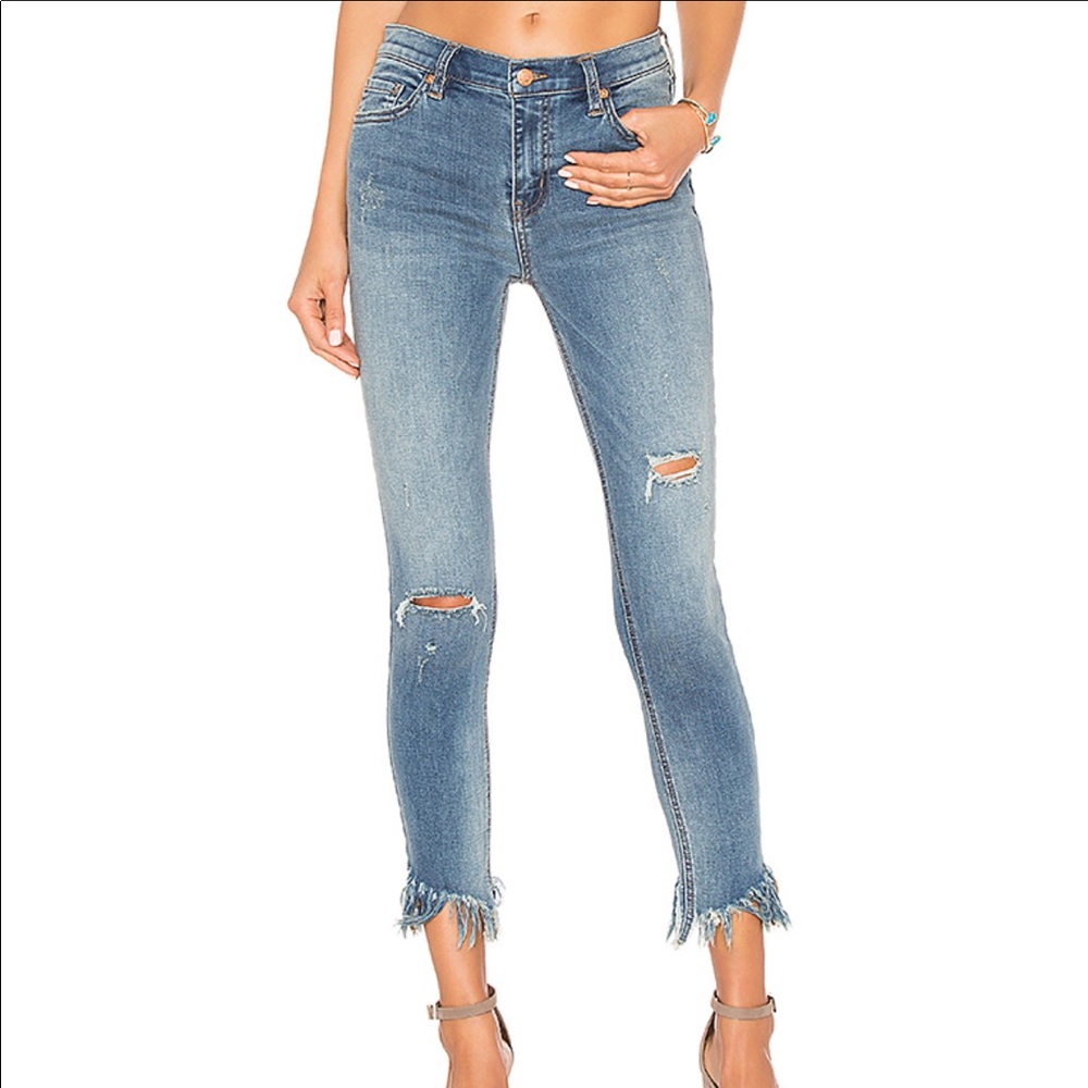 Free People Great Heights Frayed Skinny Jeans